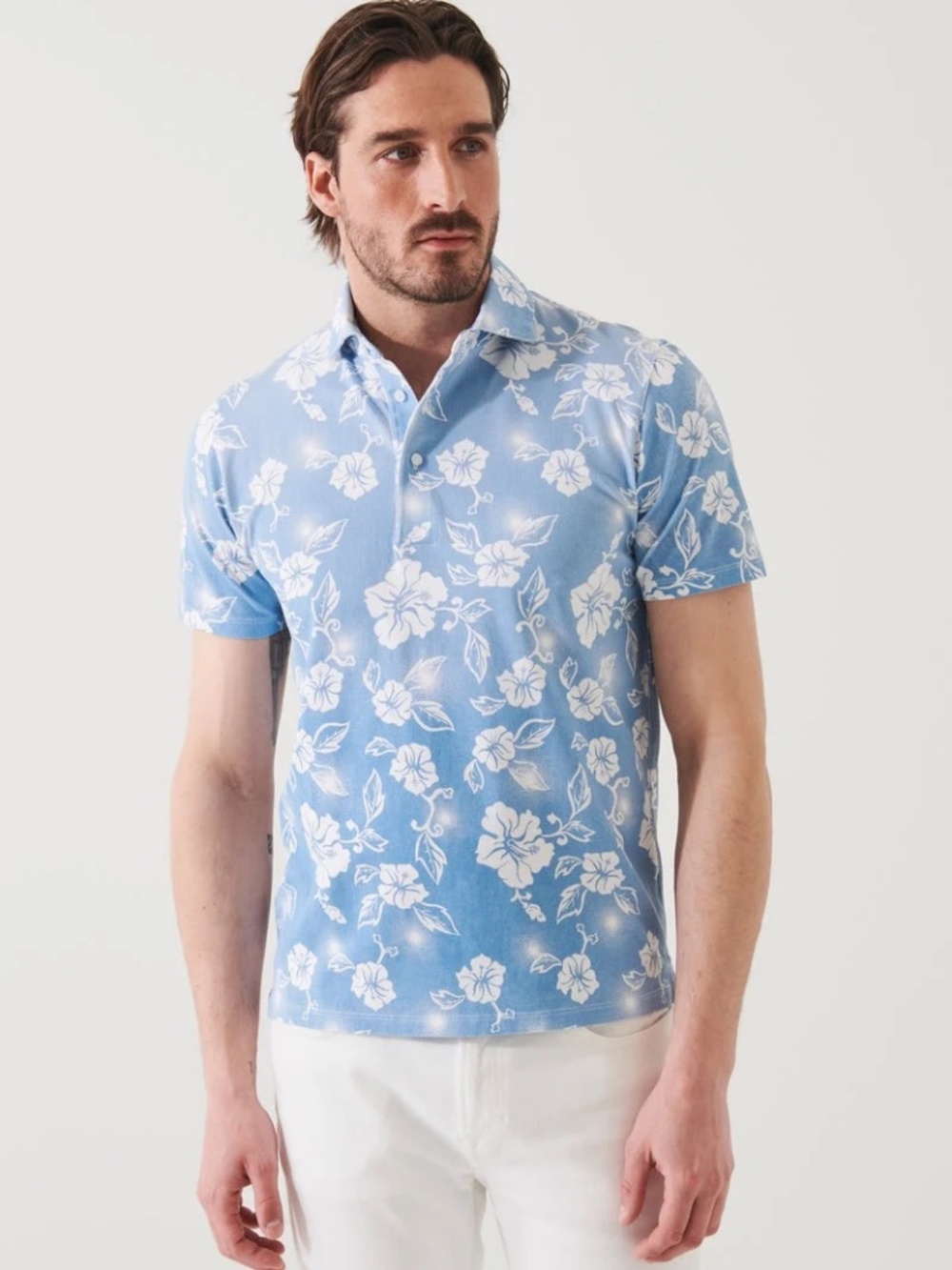 PATRICK ASSARAF STRETCH PRINTED POLO SHIRT - Size Medium